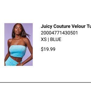 Juicy couture velour tube top